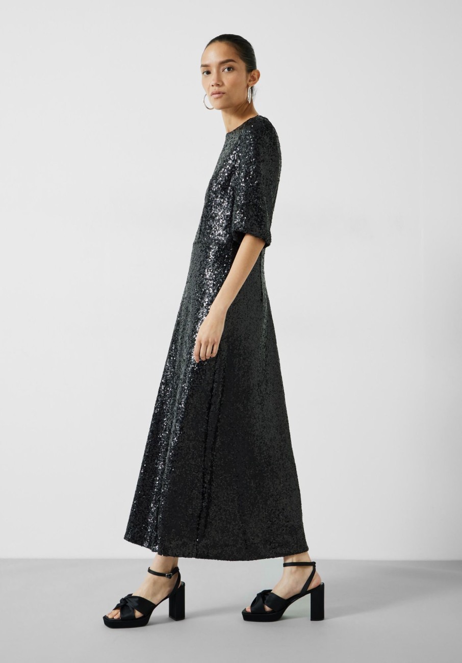 Hot Mirabelle Sequin Midi Dress Black