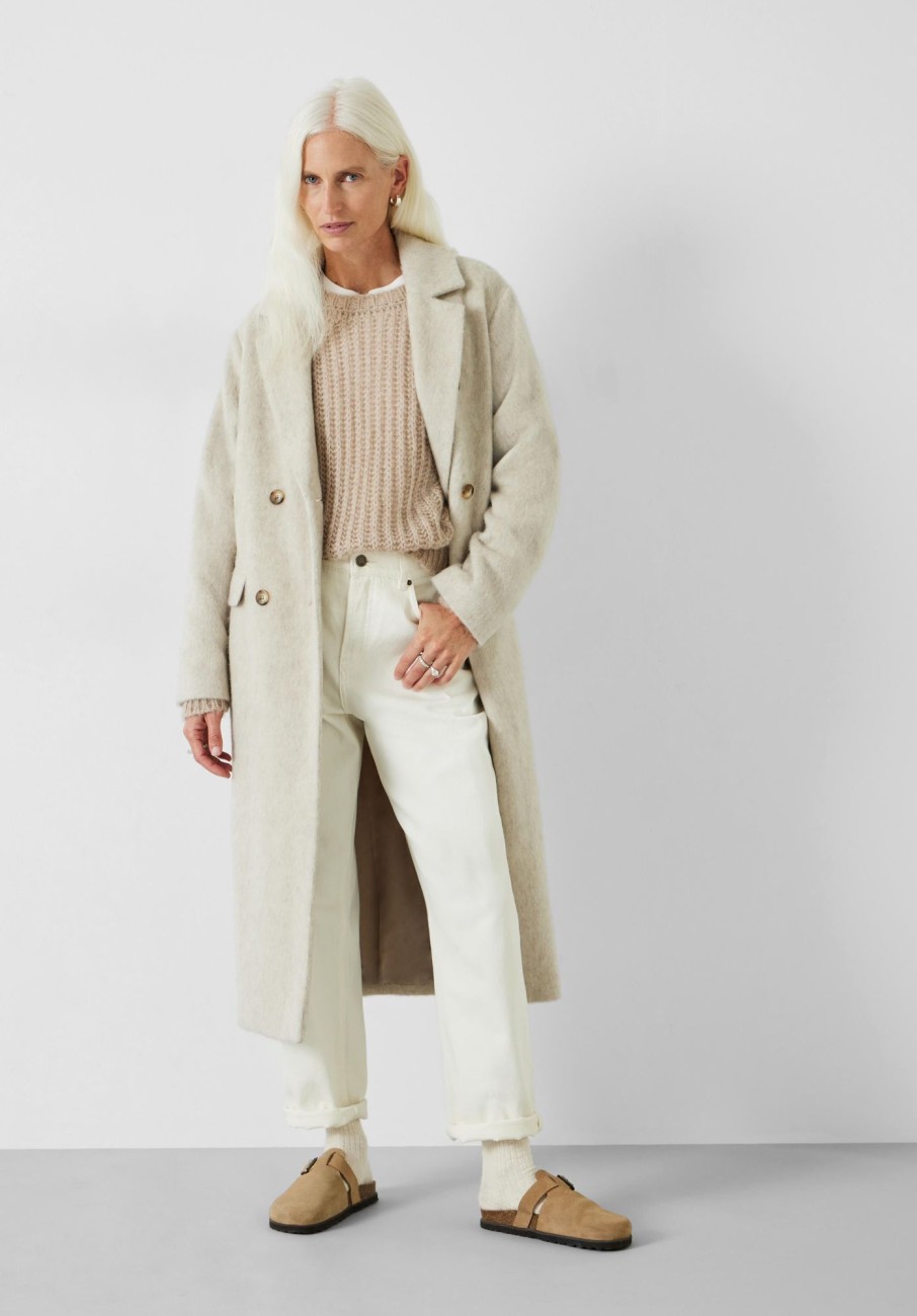 Best Scout Double Breasted Wool Coat Pale Oatmeal