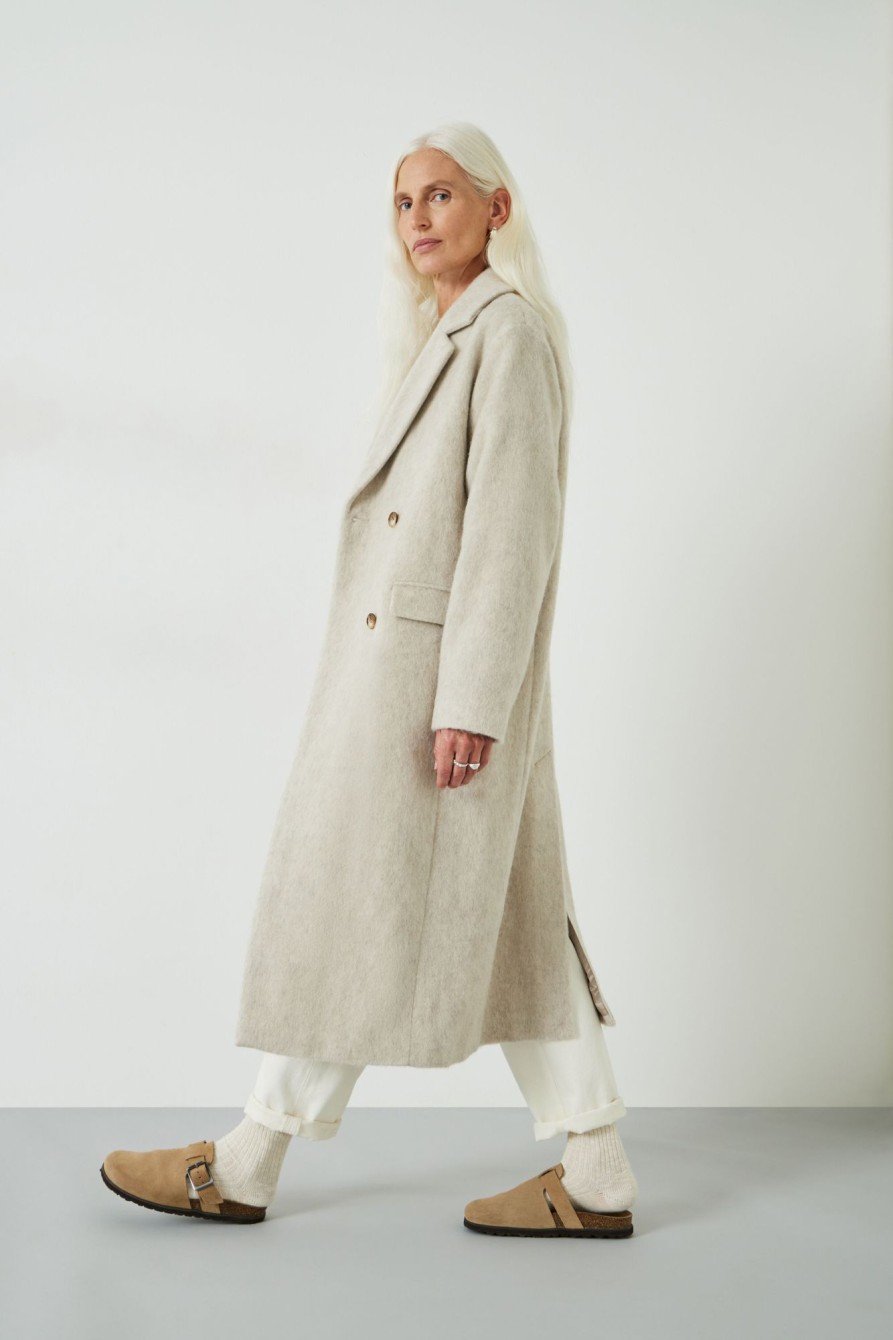 Best Scout Double Breasted Wool Coat Pale Oatmeal