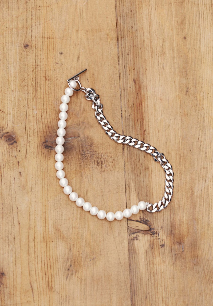 Online Harrie Pearl Chain Necklace Silver