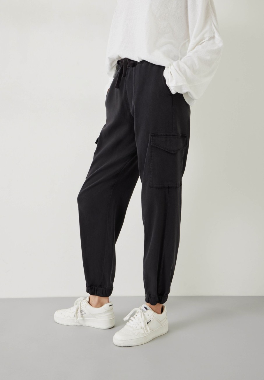 Online Washed Cargo Trousers Washed Black