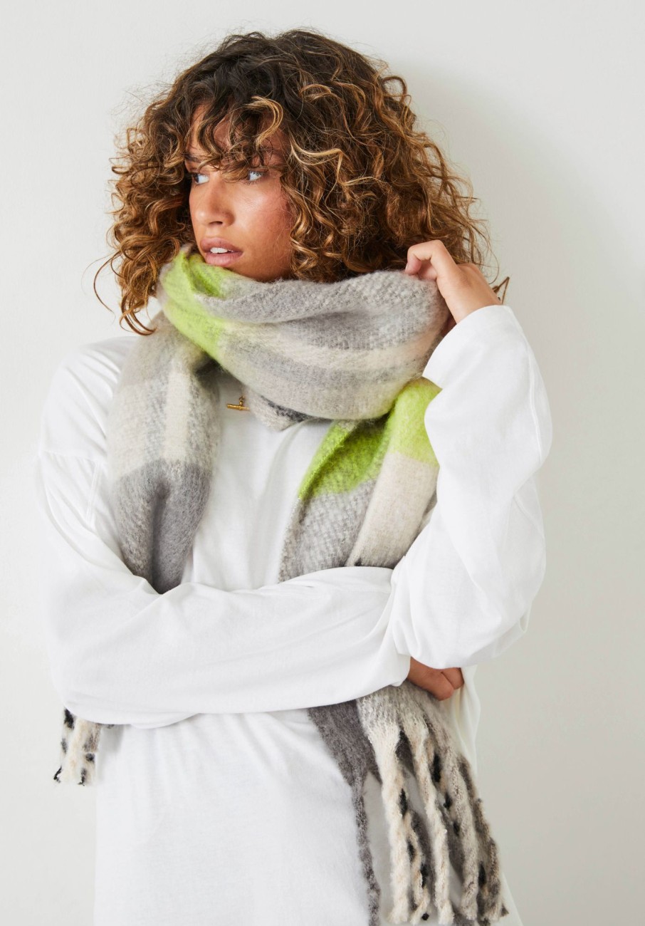 Best Amber Check Scarf Grey/Green Check