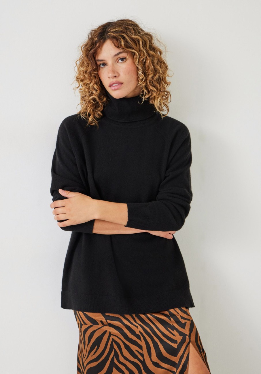 New Cashmere Roll Neck Jumper Black