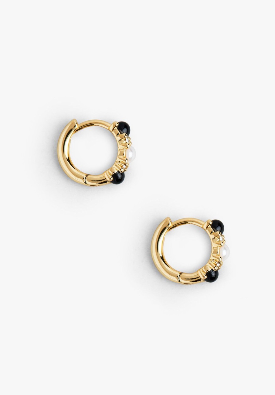 New Tullia Huggie Hoop Earrings Gold/Black