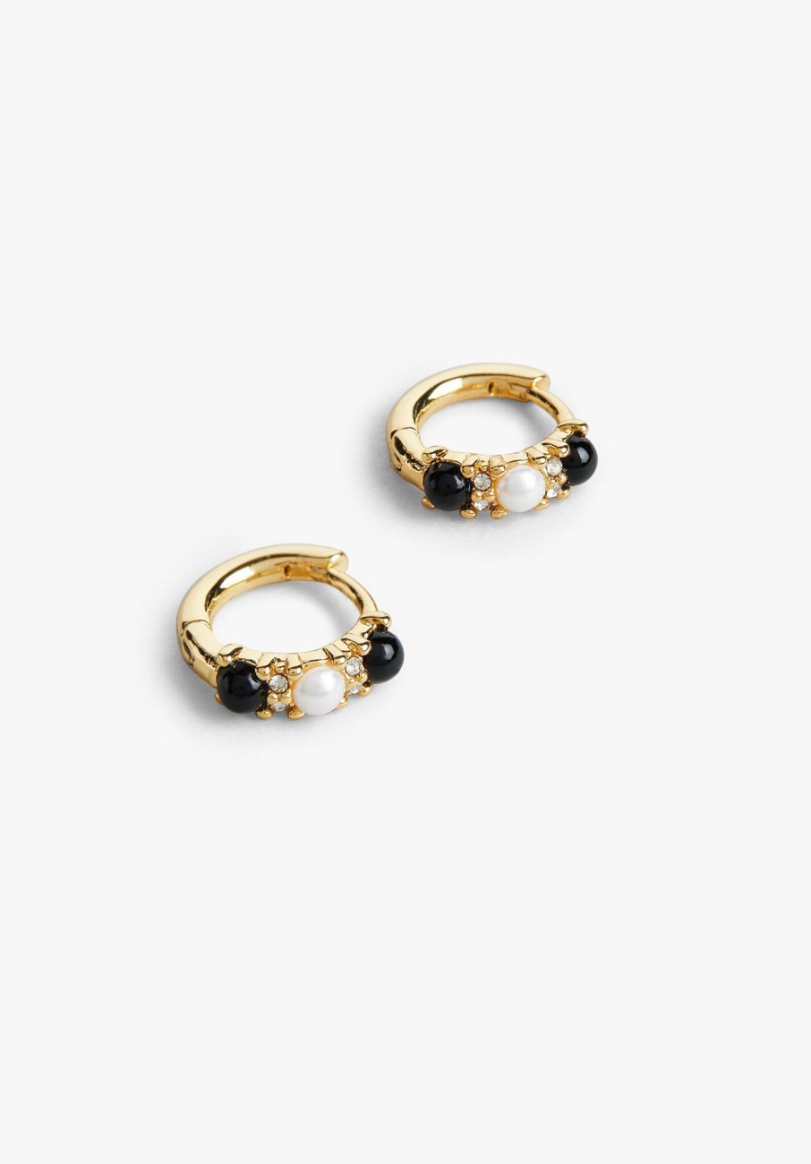 New Tullia Huggie Hoop Earrings Gold/Black