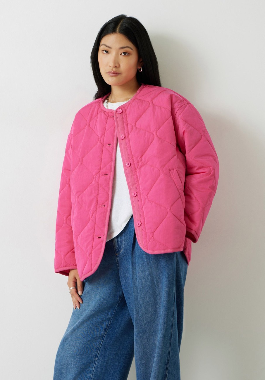 Clearance Joy Quilted Jacket Bright Pink