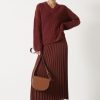 Hot Neah Pleated Midi Skirt Brown