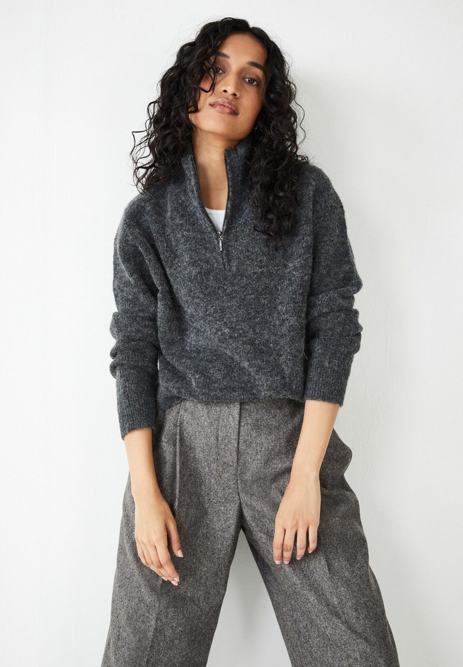 New Ginny Half Zip Jumper Charcoal Marl