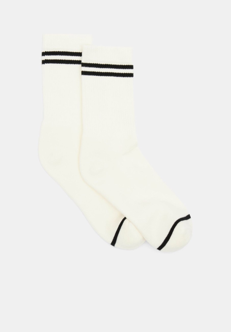 Hot Nell Stripe Sports Sock White/Black Stripe