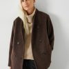 Hot Funnel Neck Wool Coat Brown