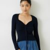 Best Ellen Ruched Halter Neck Knitted Top Midnight Navy