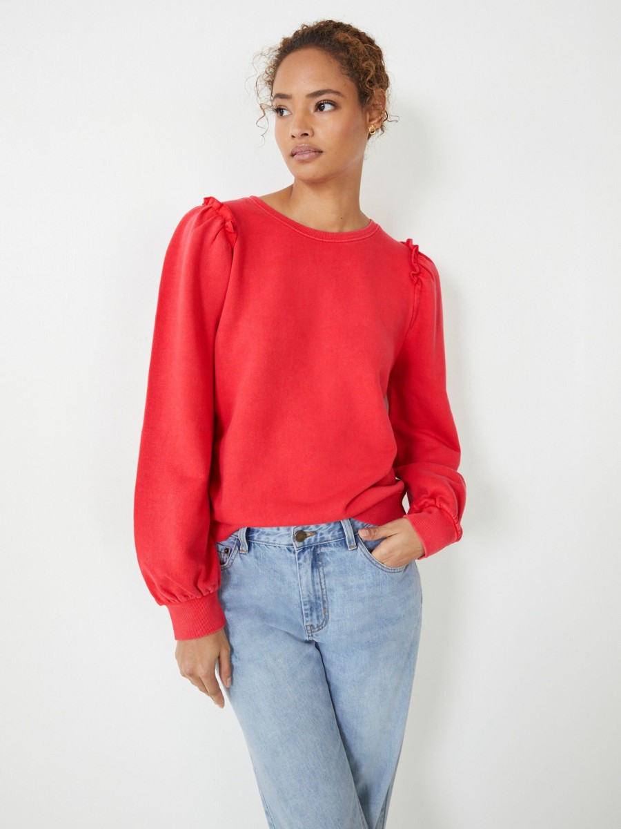 New Emilia Ruffle Sweatshirt Vibrant Red