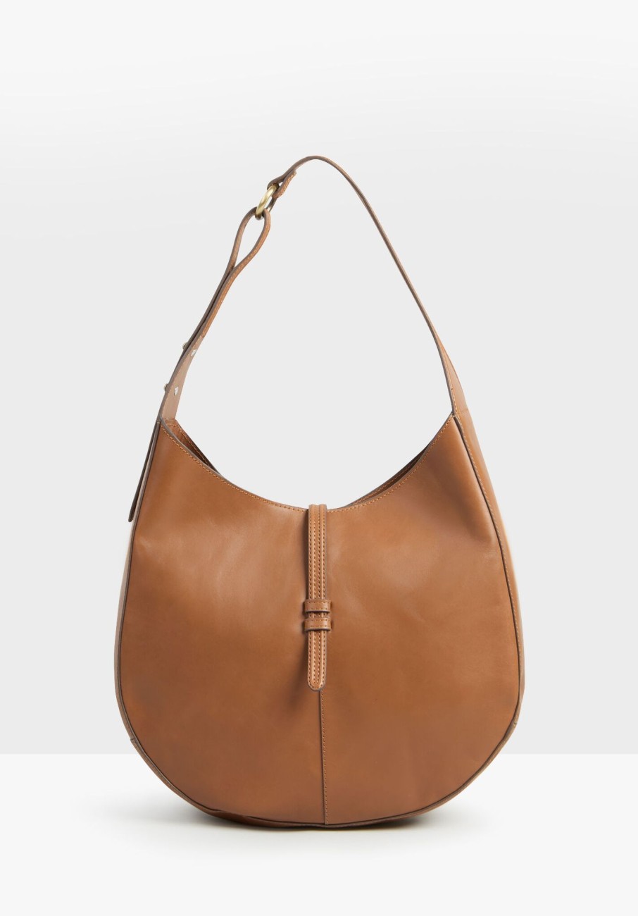 Best Isla Leather Scoop Tote Bag Tan