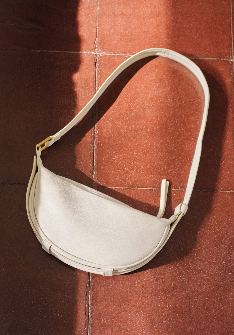 Online Rory Crescent Leather Crossbody Bag Bone