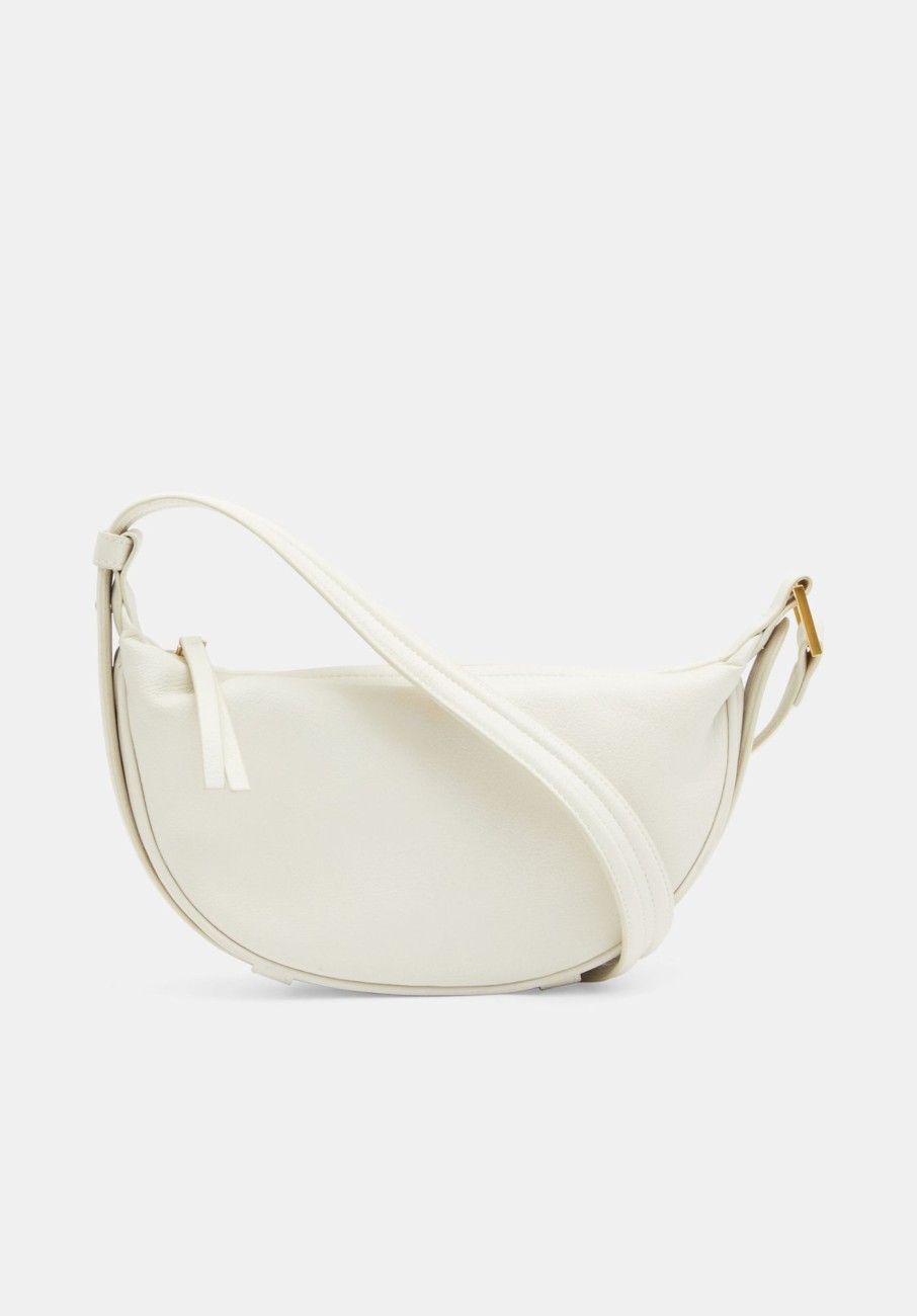 Online Rory Crescent Leather Crossbody Bag Bone