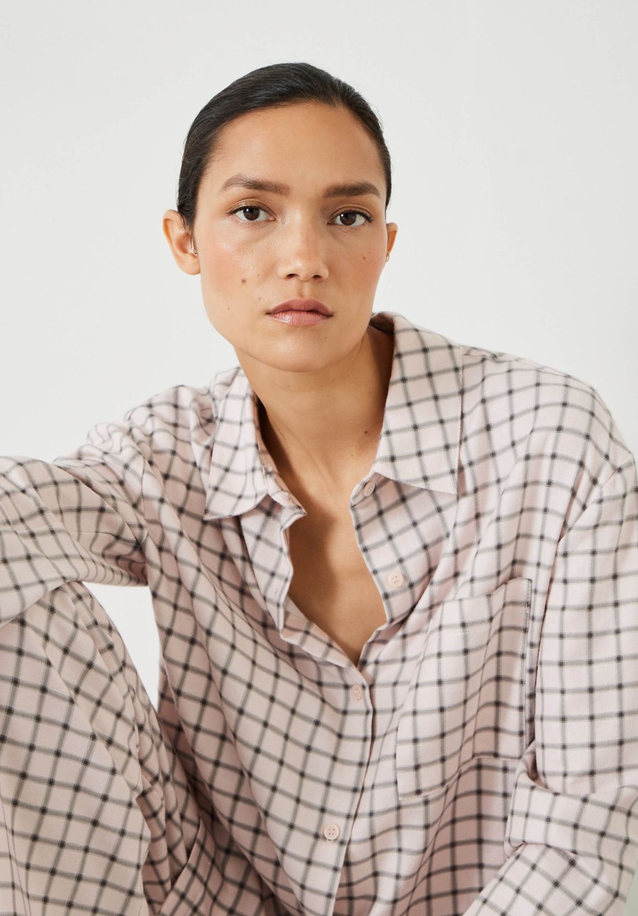 Hot Luella Brushed Twill Pyjamas Soft Pink Check