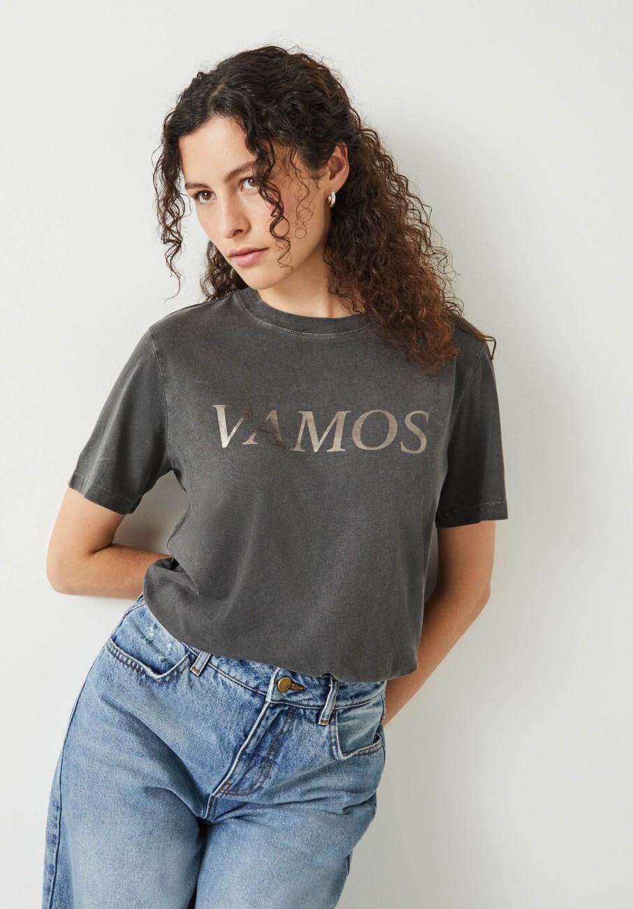 Wholesale Vamos Crew Neck T-Shirt Ash Grey