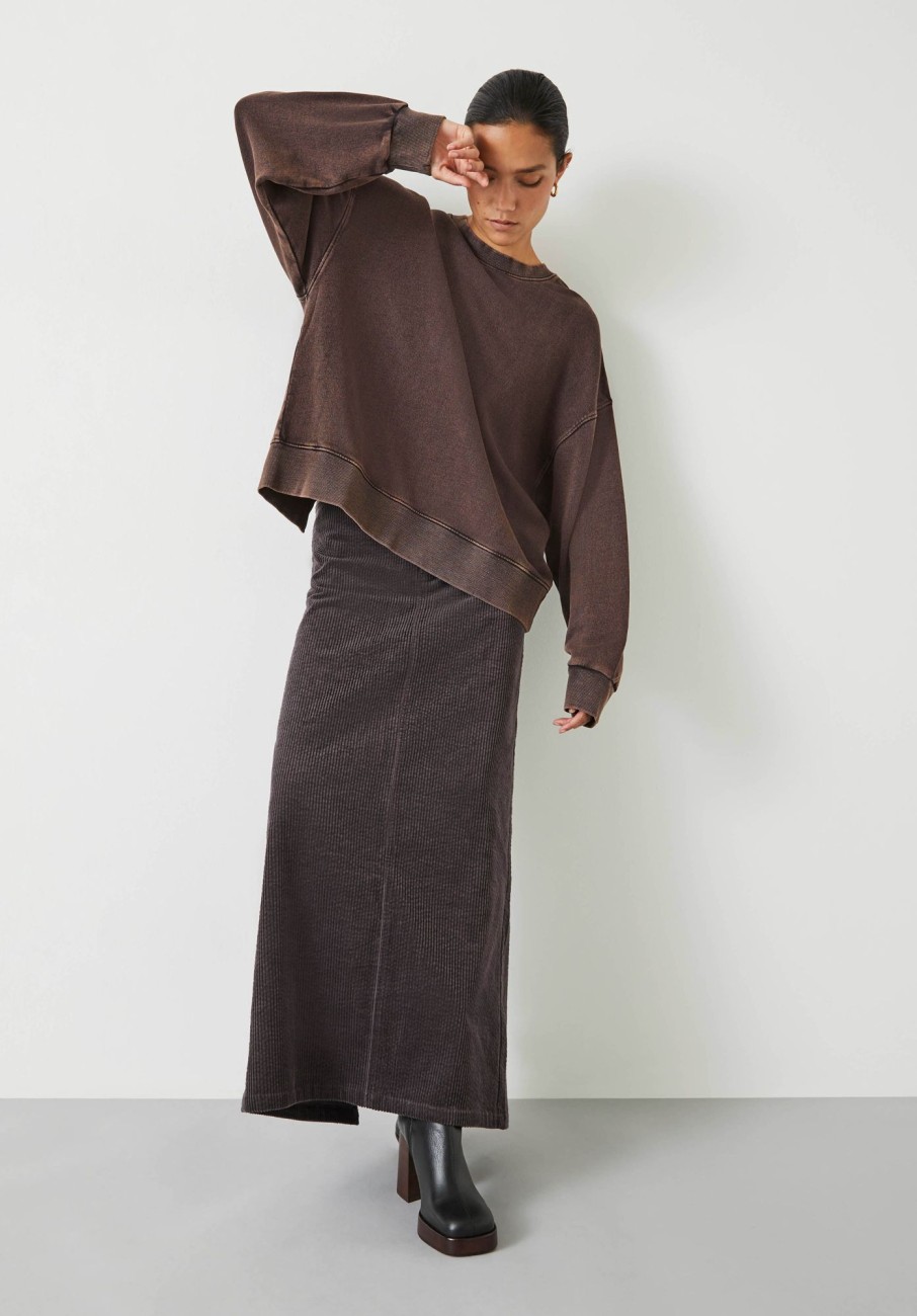 Hot Alanna Cord Maxi Skirt Dark Brown