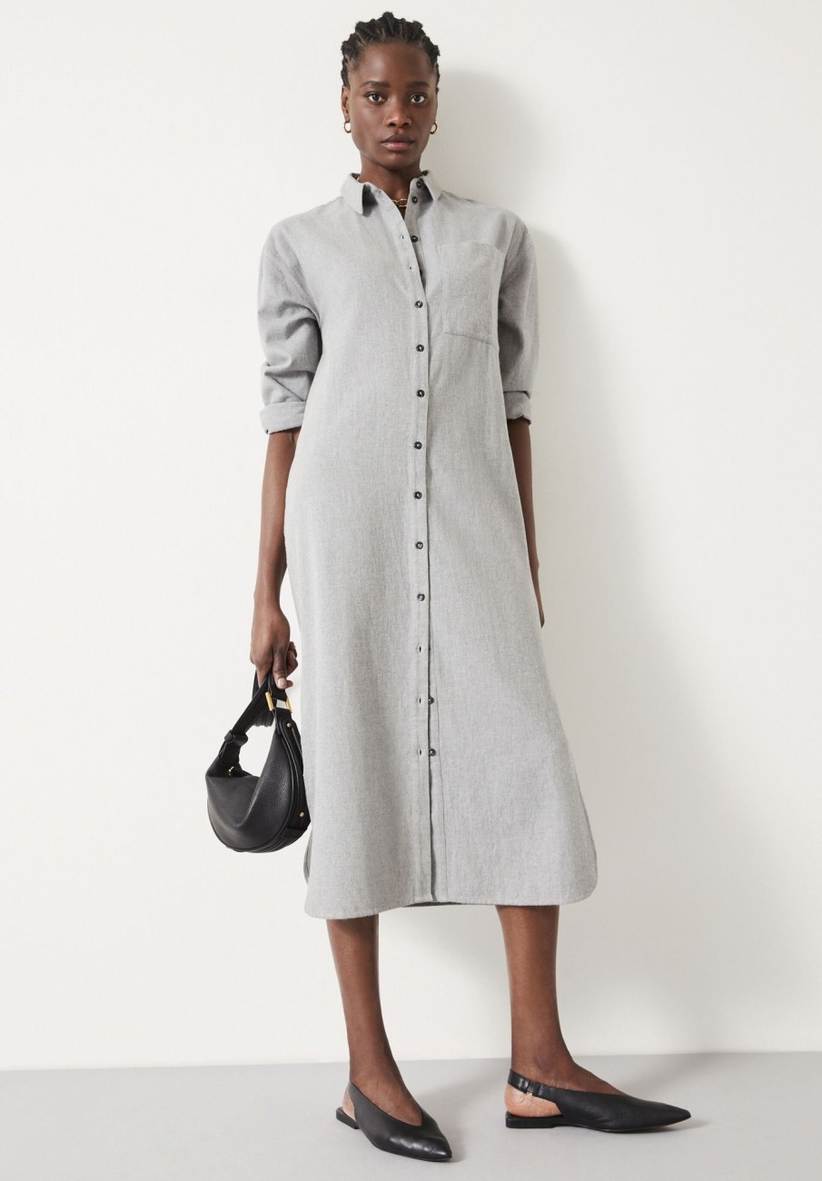 Hot Alexa Maxi Shirt Dress Grey Marl