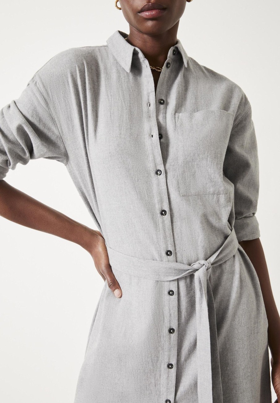 Hot Alexa Maxi Shirt Dress Grey Marl