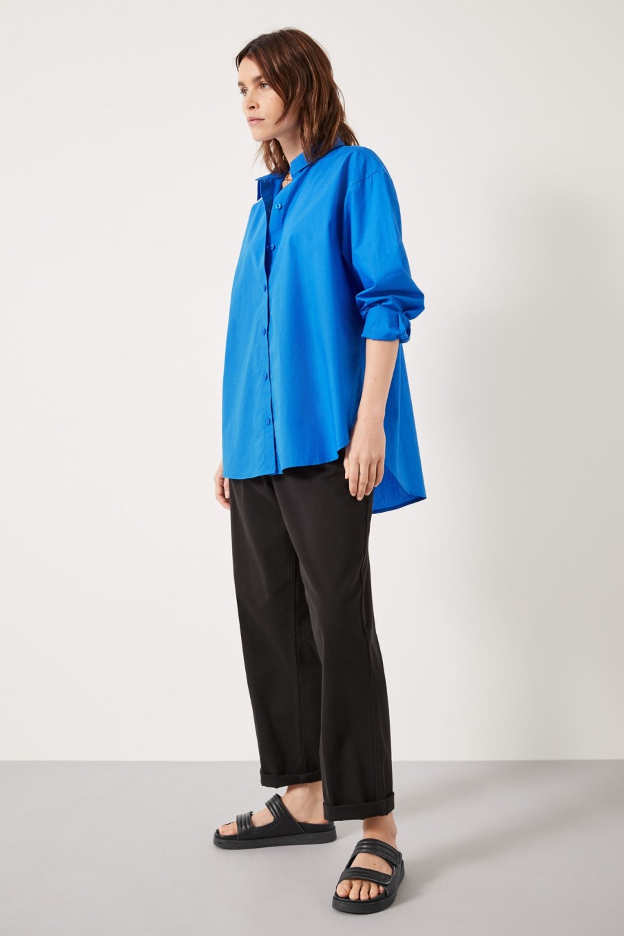 Online Pia Oversize Cotton Shirt Vivid Blue