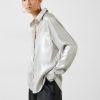 Hot Natasha Metallic Shirt Liquid Silver Metallic