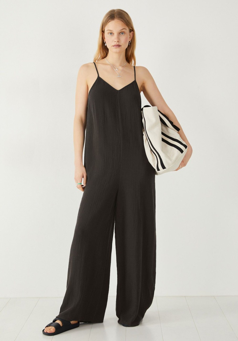 New Wide Leg Beach Jumpsuit Black