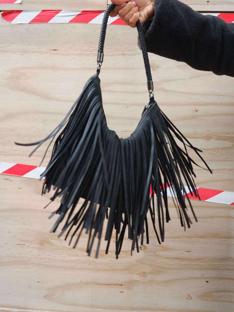 Clearance Anderson Fringe Shoulder Bag Black