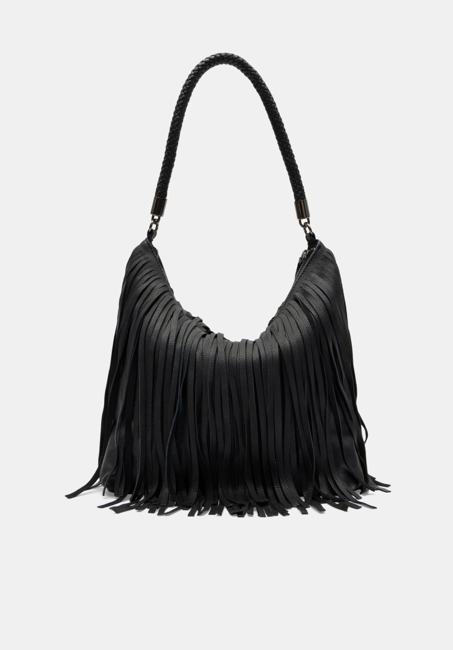 Clearance Anderson Fringe Shoulder Bag Black