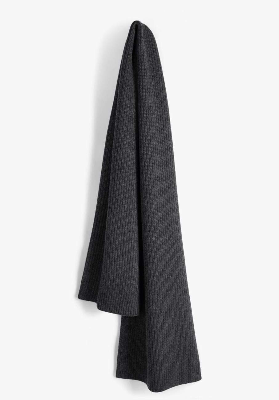 Online Teresa Ribbed Cashmere Scarf Charcoal Marl