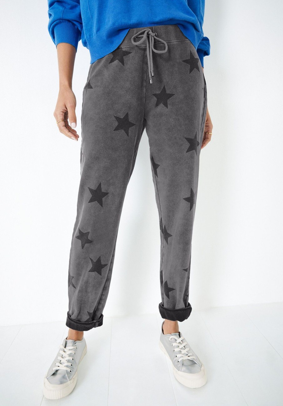 Clearance Washed Printed Joggers Grey Star Print