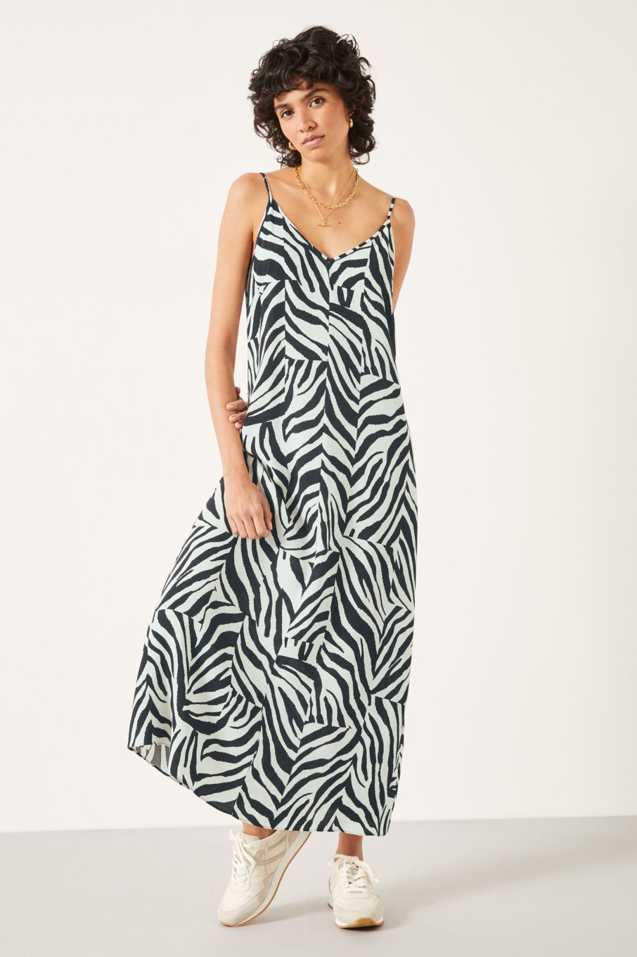 Best Eloise Slip Midi Dress Patchwork Zebra Black