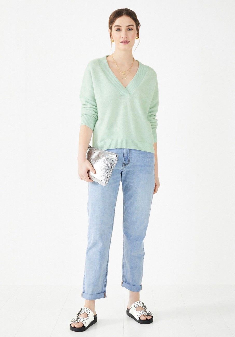 Clearance Fleur Cropped Jumper Duck Egg Grey